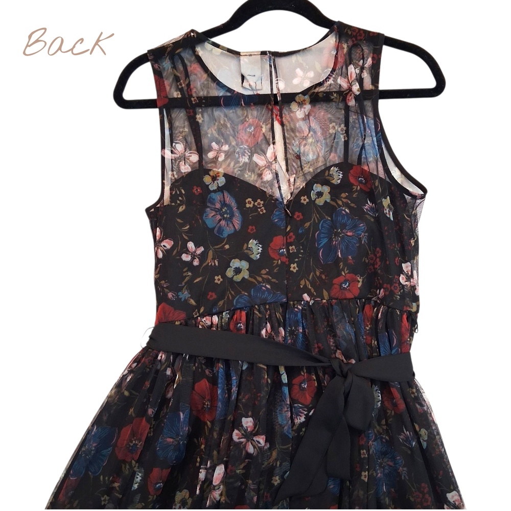 🆕LC Lauren Conrad Disney Snow White Enchanted Black Floral Dress Womens Size 10 - Picture 8 of 12